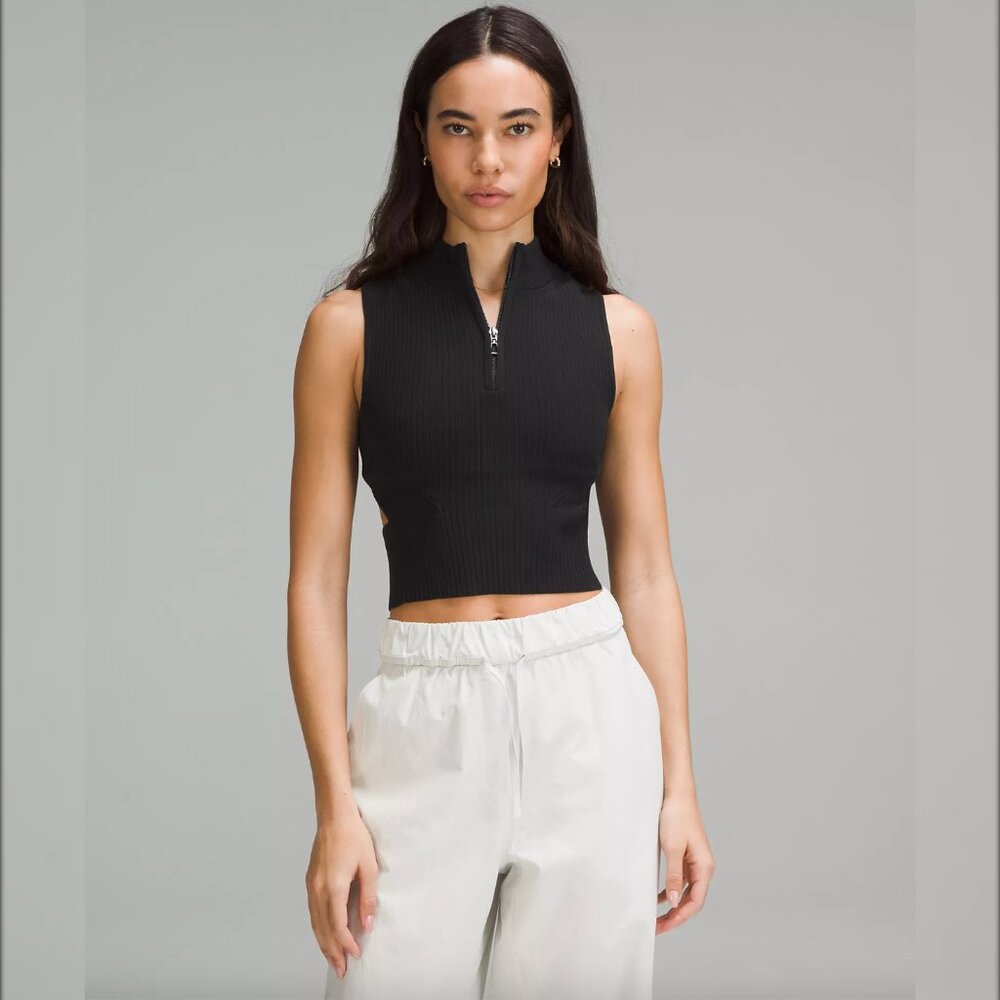 Lululemon Open Back Half-Zip Sweater in Black